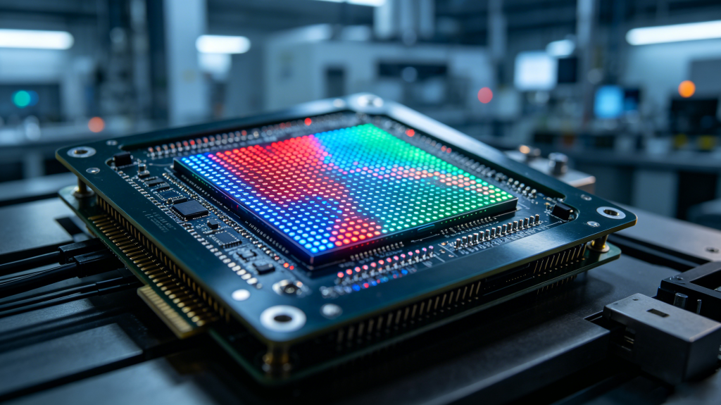 Pixel pitch and brightness comparison chart of indoor and outdoor LED display screen with nit parameter label