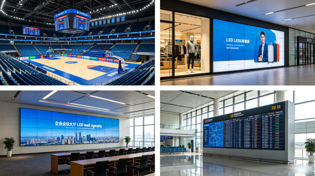 LED wall panels used in sports venue, retail store, corporate event and transportation hub