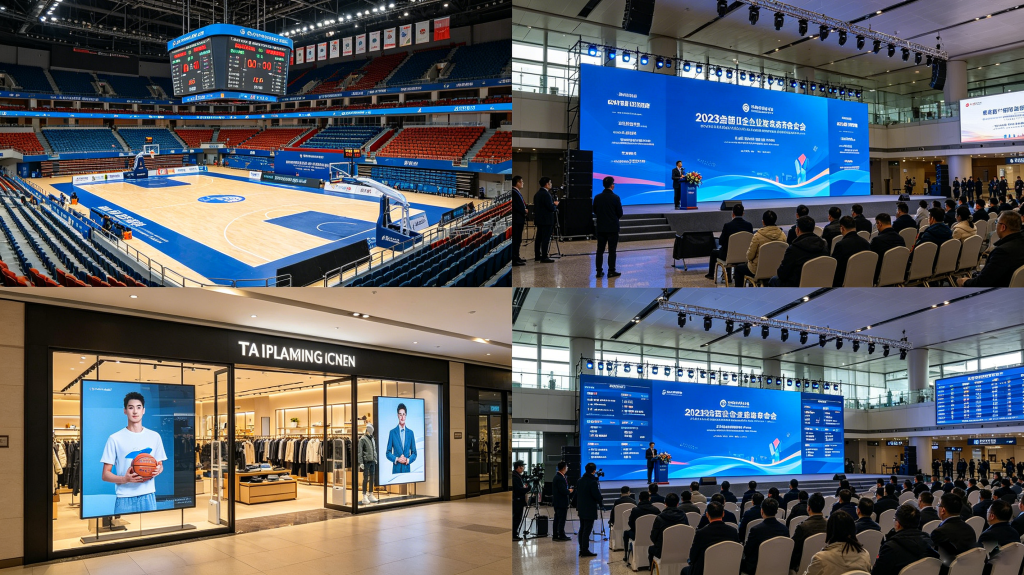 Real project photos of LED display LED screen in sports venue, retail store, corporate event and airport
