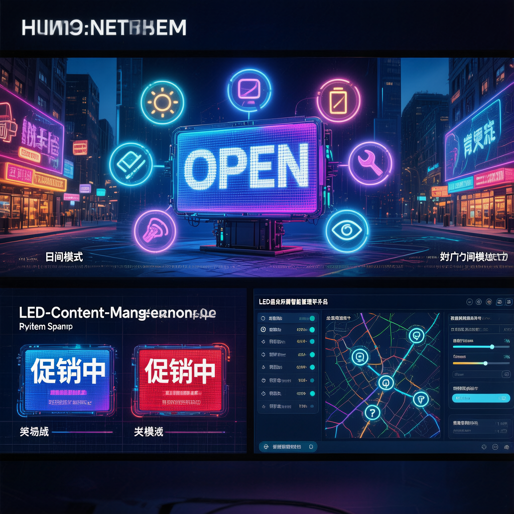 Infographic infographic showing 5 golden rules for LED Signage Display content design: dynamic priority, 3-second attraction rule, color psychology, minimalist copywriting, and interactive elements