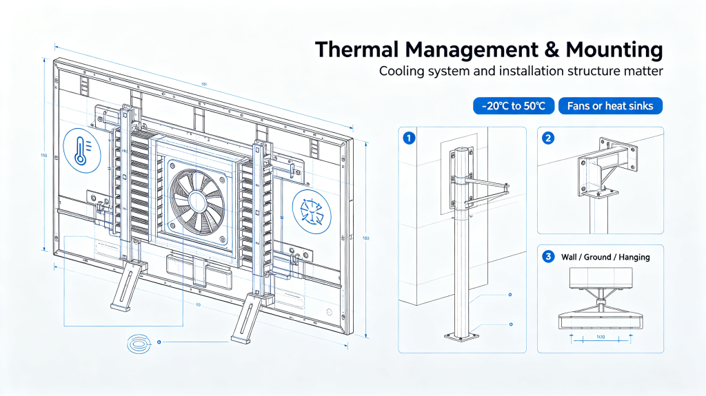 Thermal management and different mounting structure of outdoor LED display screen