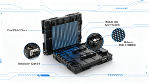 P2.5 LED module details, 2.5mm pixel pitch, high refresh rate 