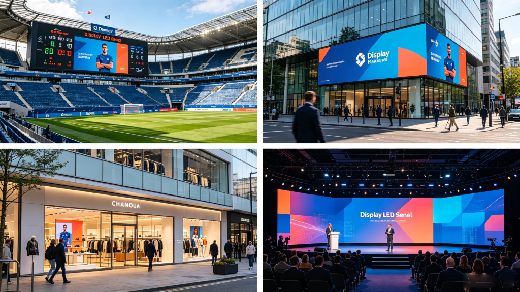 Display LED panel applications for sports venue, retail storefront, corporate event and broadcast studio	