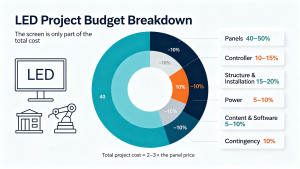 Complete LED screen project budget breakdown, all hidden costs for LED display installation
