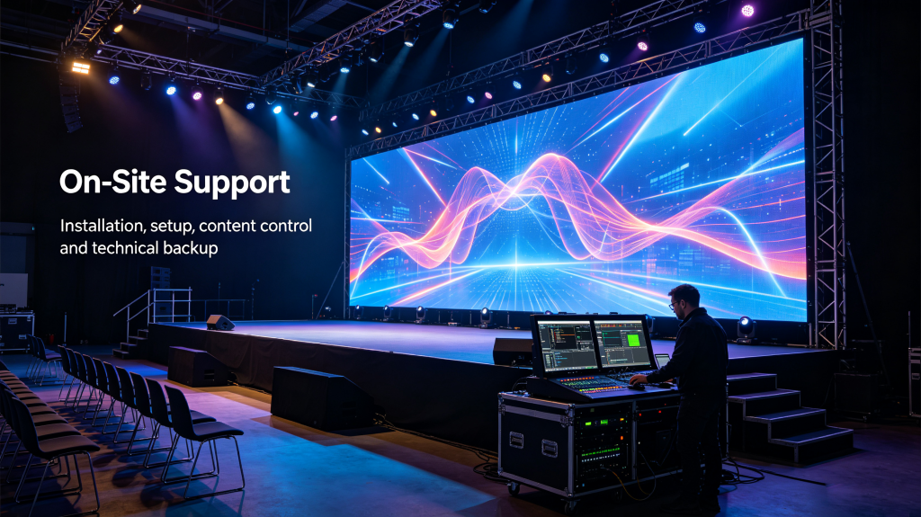 On-site technical support for LED board rental installation and setup