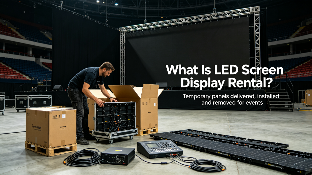 Modular LED screen panels, power supplies and controllers for event rental