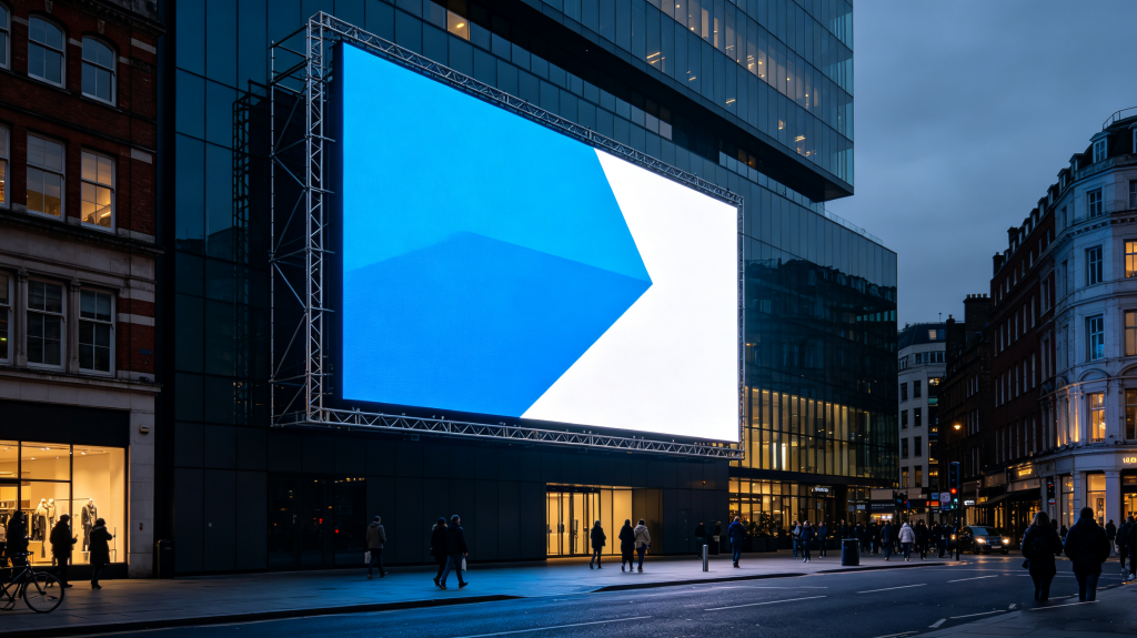 Completed outdoor LED screen display project on modern building facade	