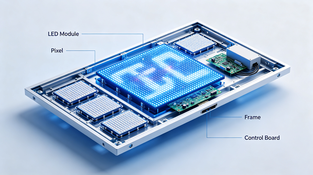 LED sign board cabinet and module structure for buyer inspection