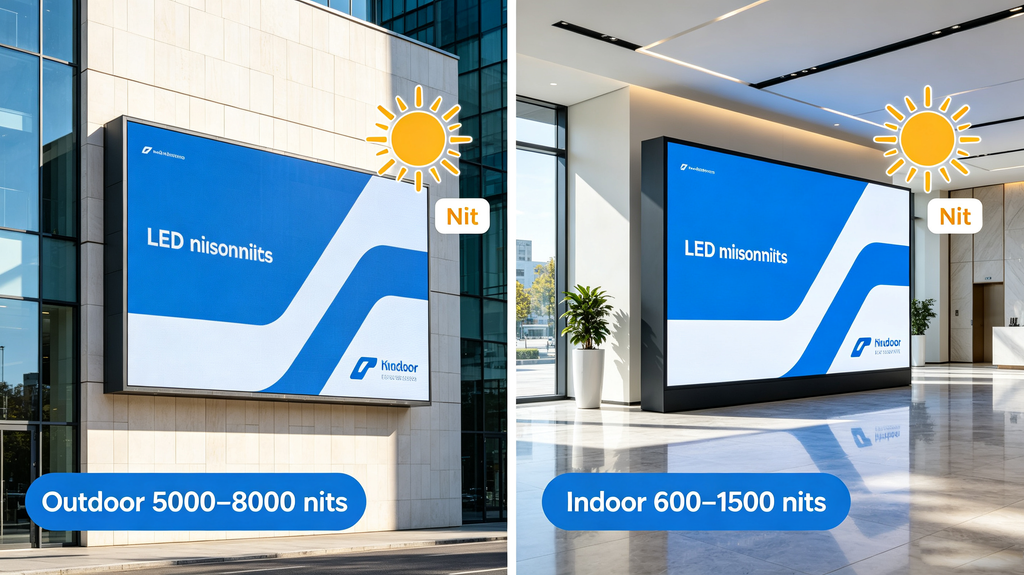 Indoor and outdoor programmable LED signs compare brightness performance