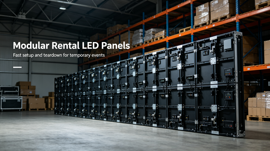 Modular rental LED screen panels, fast setup for events