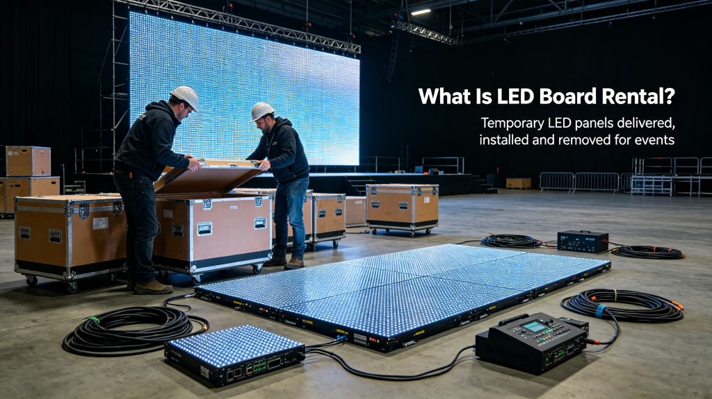 LED board rental service, modular panels, power supplies and controllers