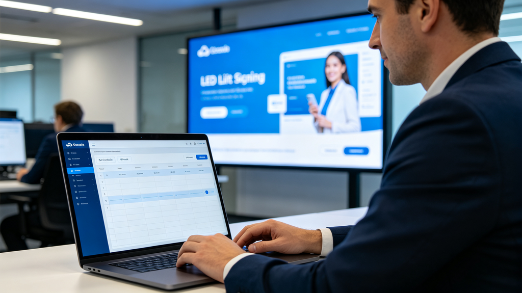 Cloud-based software for remote update of LED lit signage digital content