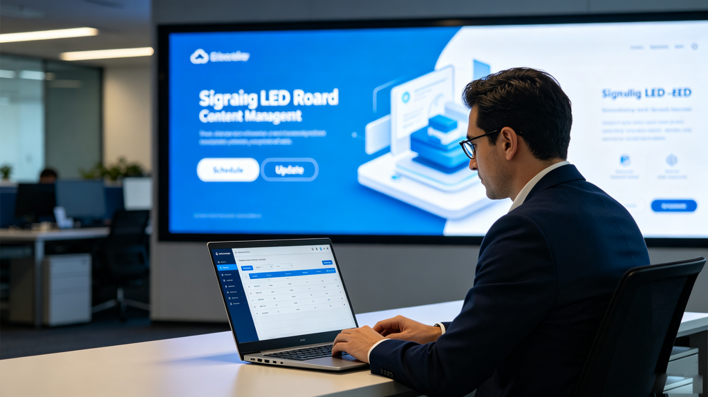 Cloud-based software for remote update of signage LED board digital content