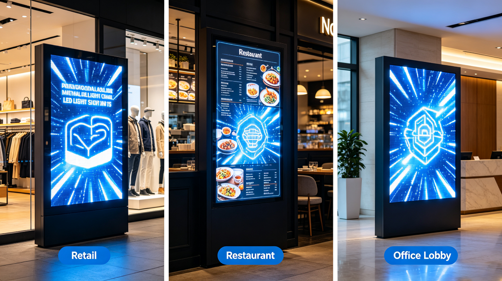 Programmable LED light sign applications for retail, restaurant and office lobby scenarios