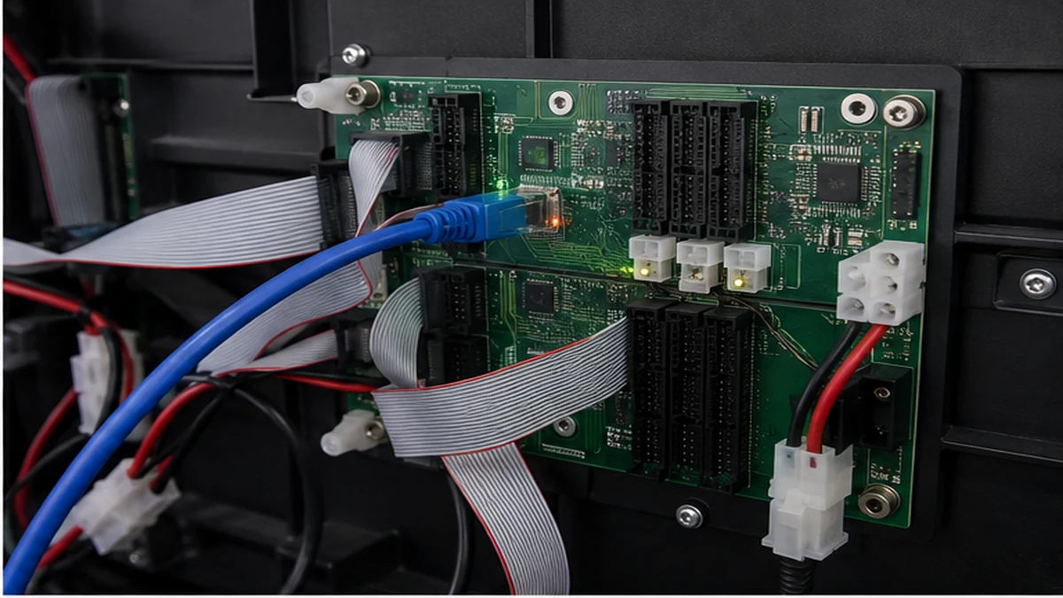 video processor setup checklist with processor rack signal cable and control laptop