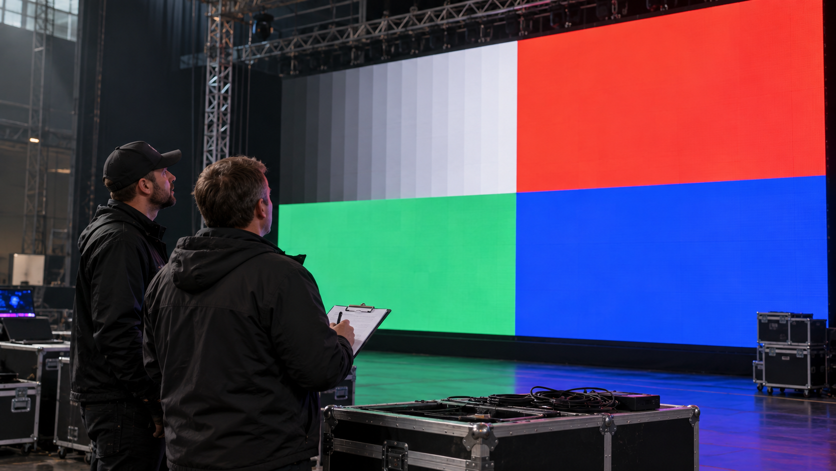 LED acceptance sheet recording pixel coordinates repair and retest evidence