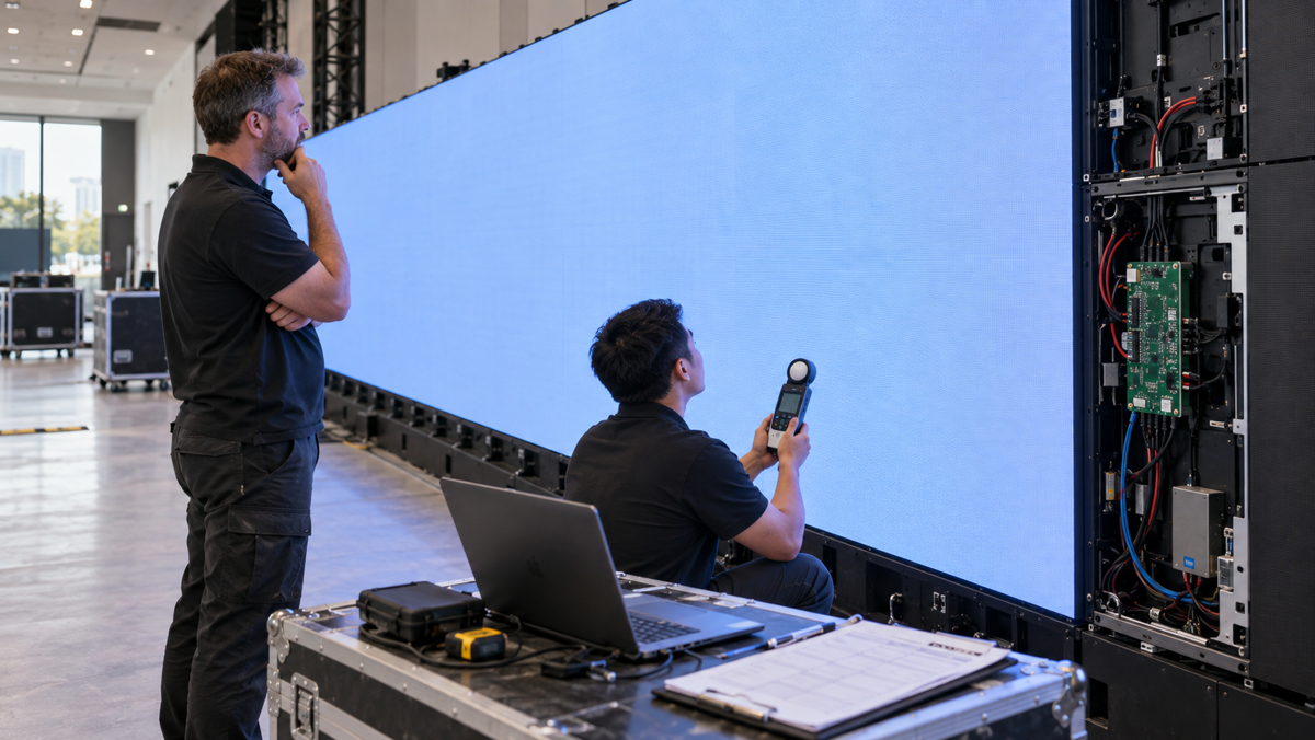 LED receiving card acceptance sheet with firmware fault and retest records